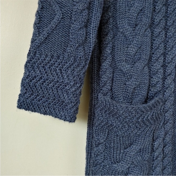 Long Aran cardigan — blue — size S - Picture 10 of 15